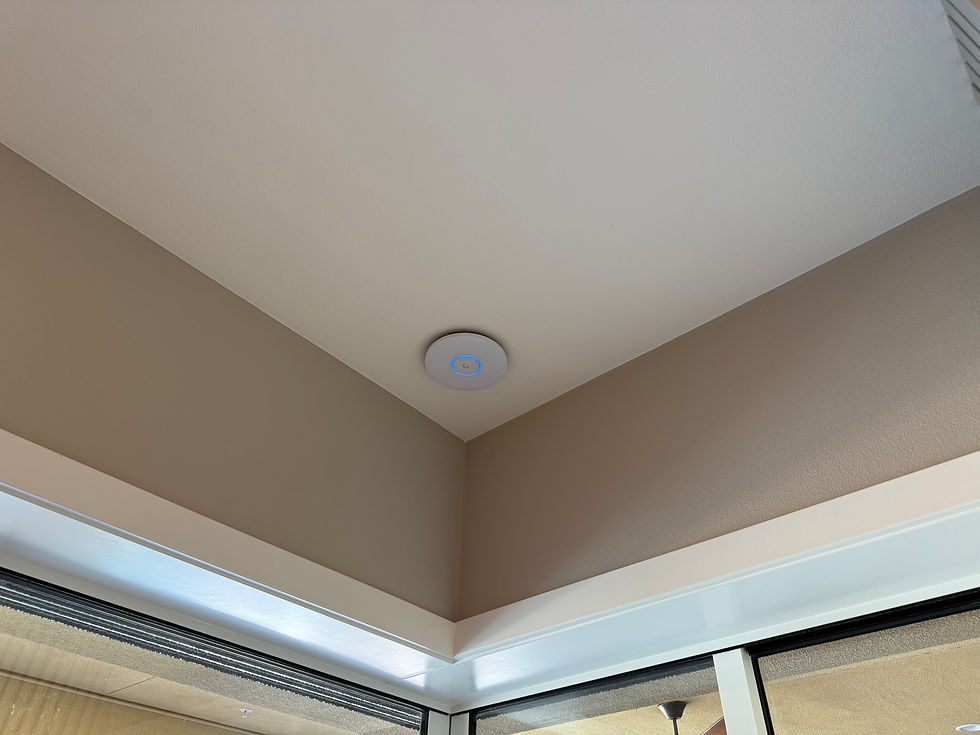 Network panel upgrade with drywall repair, Ubiquiti access points and cameras installed throughout a Dublin home