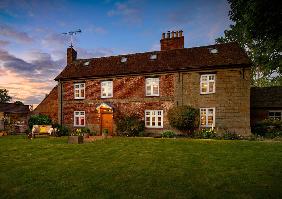 Mansion photographed at twilight
