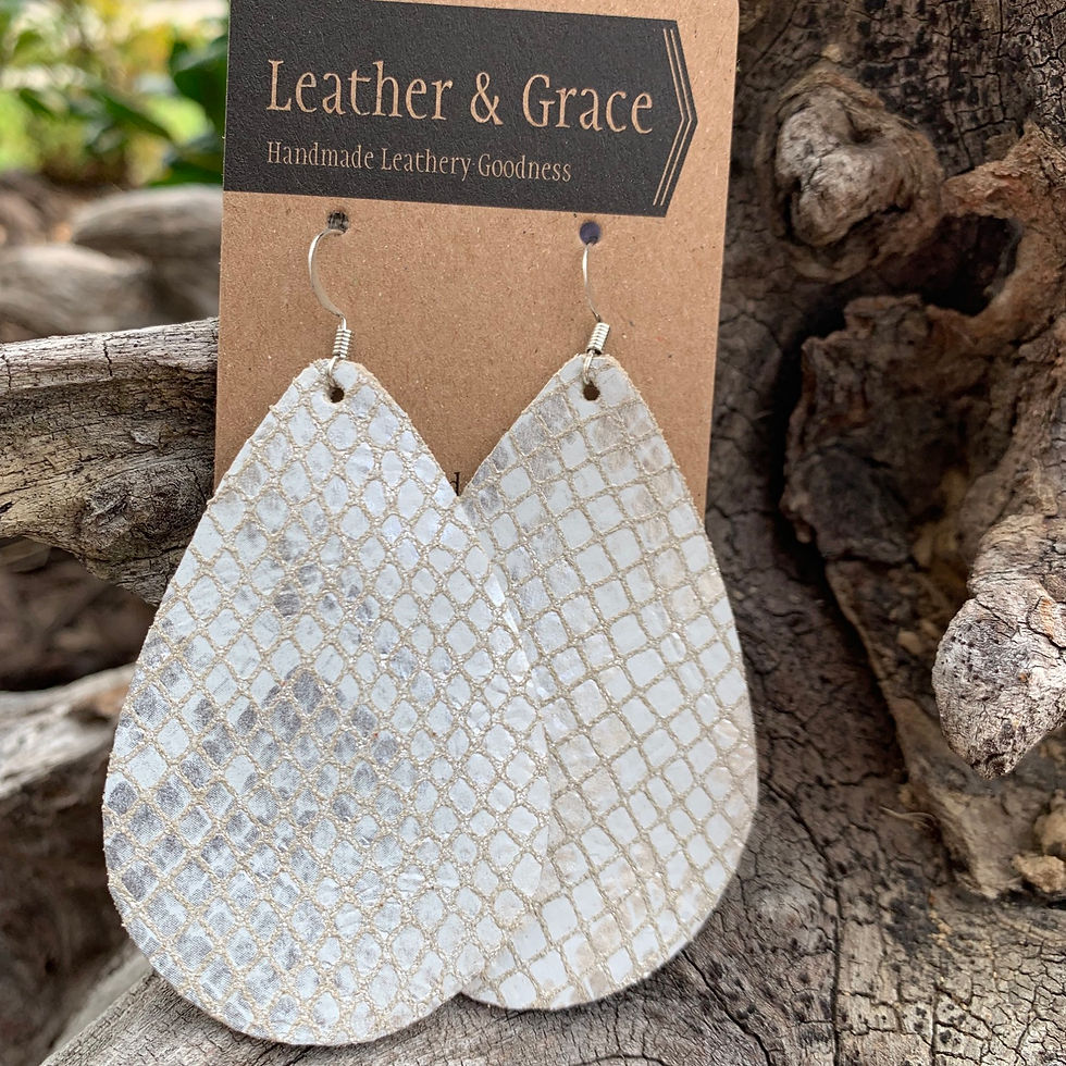 Giant Drops in Silver Snake Skin