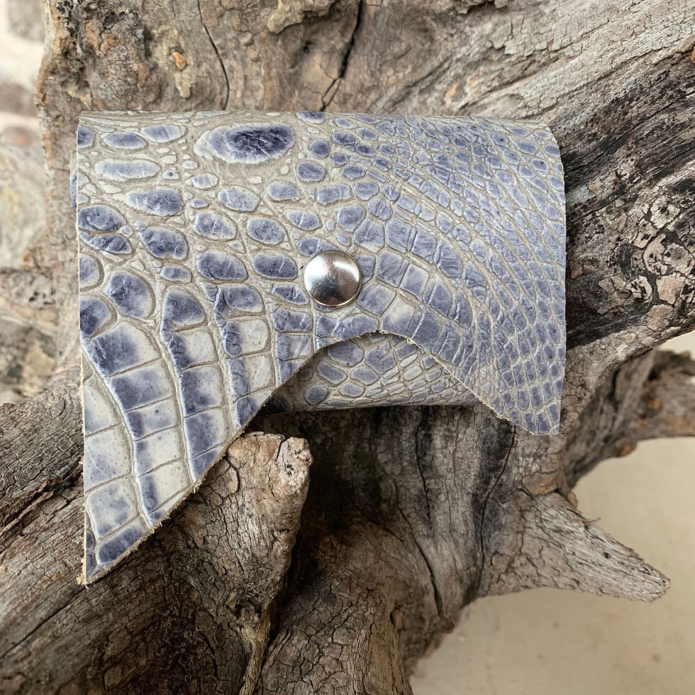 Dusty Blue Alligator Tri-Fold Wallet
