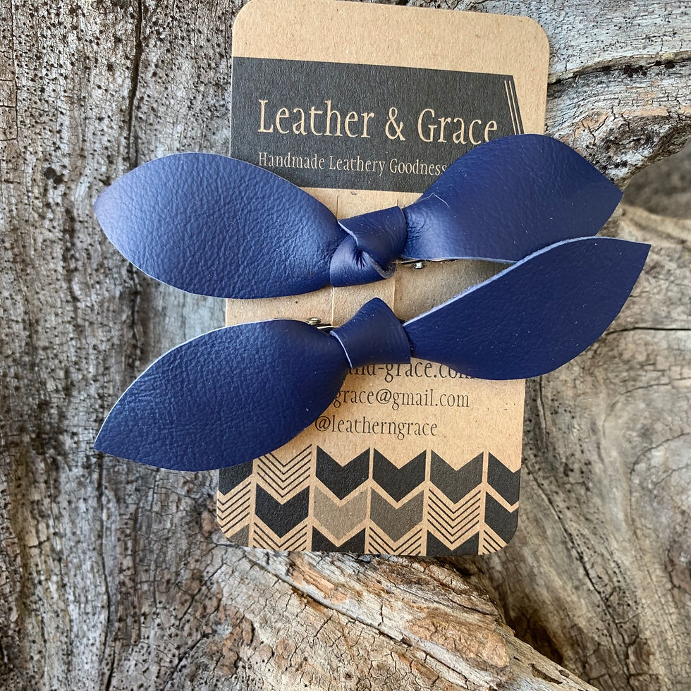 Navy Double Bows with Clips
