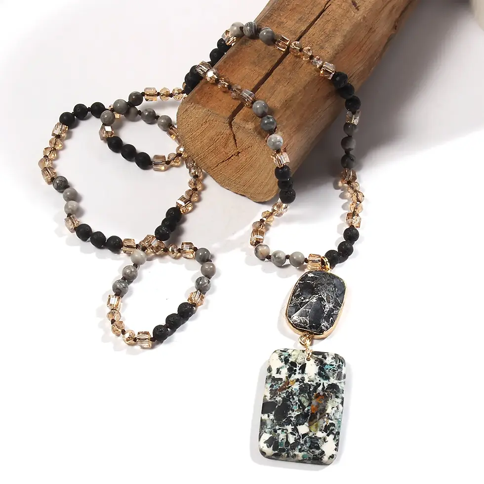 Thumbnail: Bohemian Jewelry Natural Stones Crystal Stone Knotted Semi Precious Stone