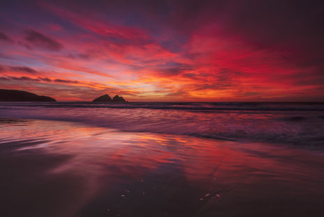 The burning colours of a Cornish seascape sunset.