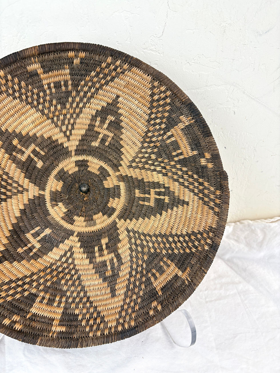 Thumbnail: Rare Apache Yavapai Negative Deer & Rolling Logs Design Basket