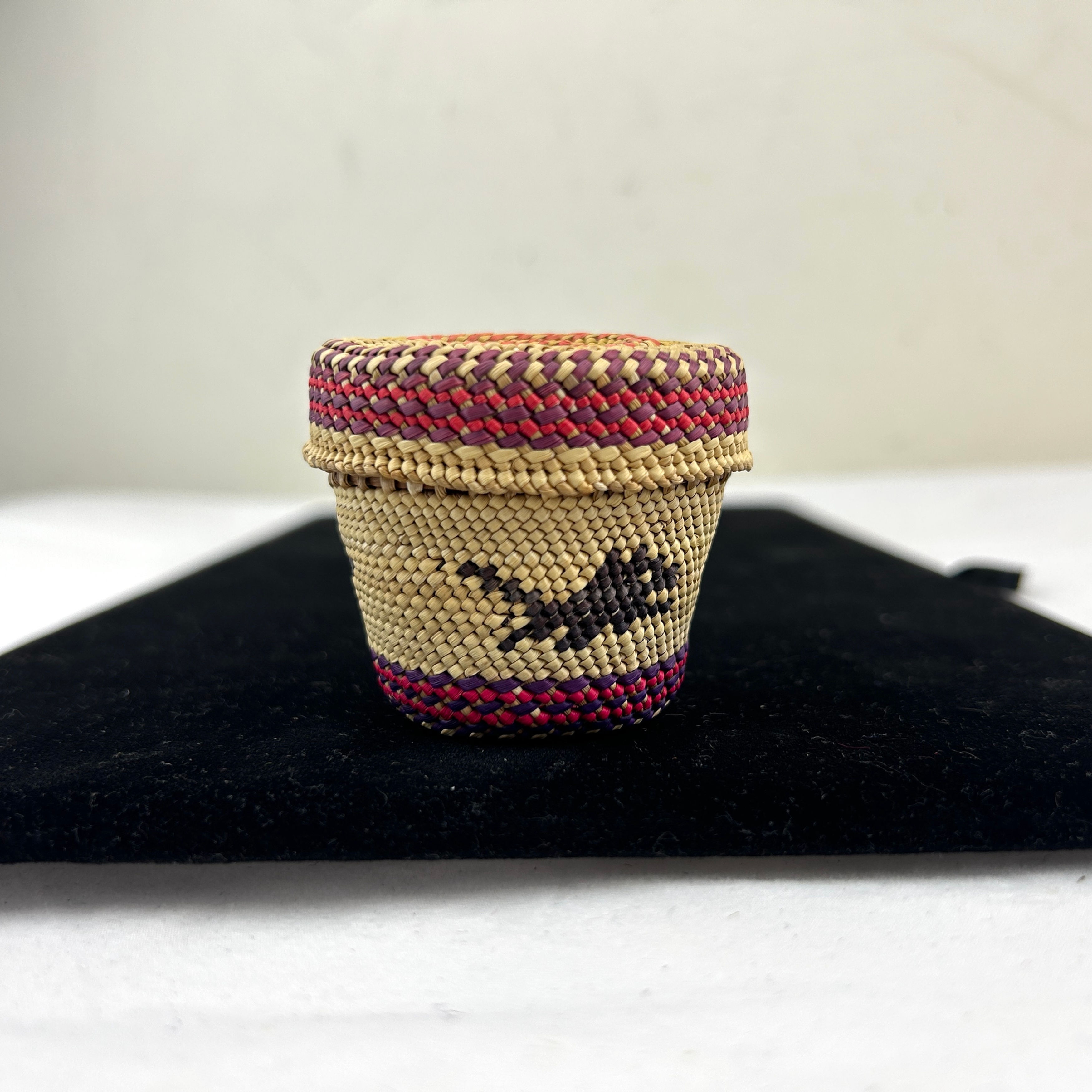 North West Coast Miniature Lidded Treasure Basket