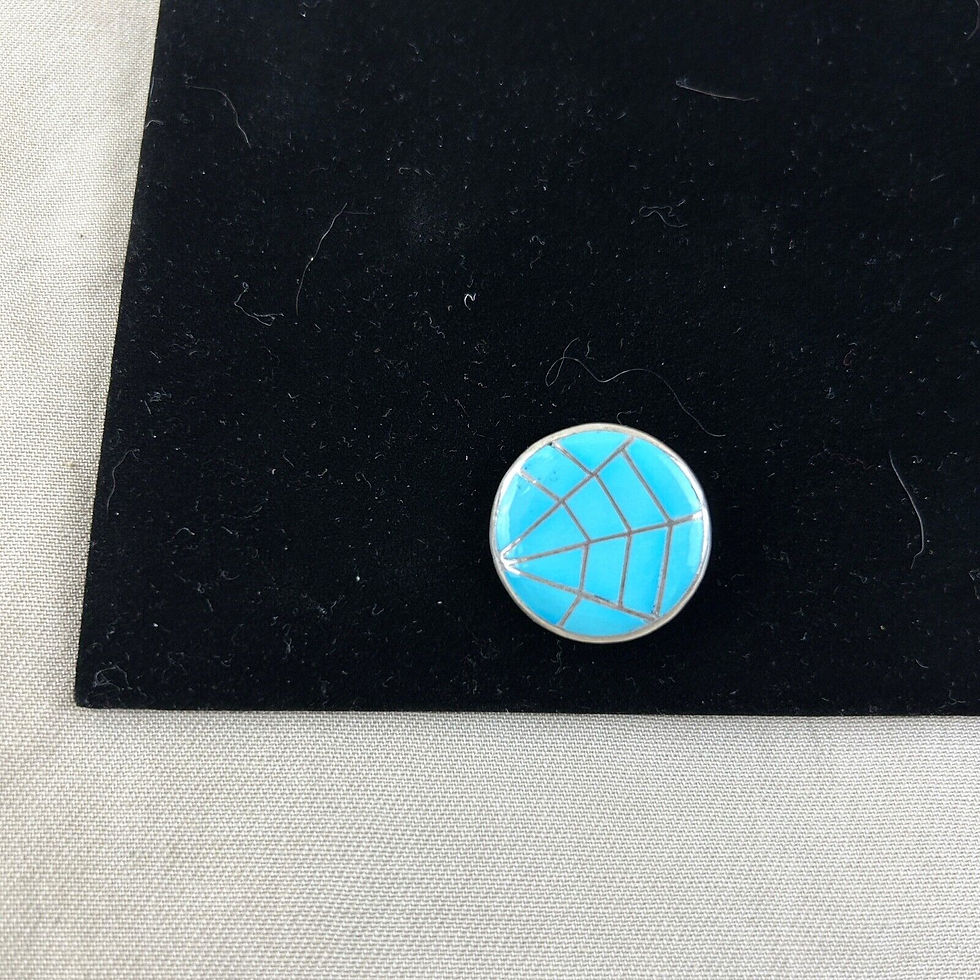 Thumbnail: Zuni Turquoise Inlay Pin, Pendant by Lorrie & Marcie Kallestewa