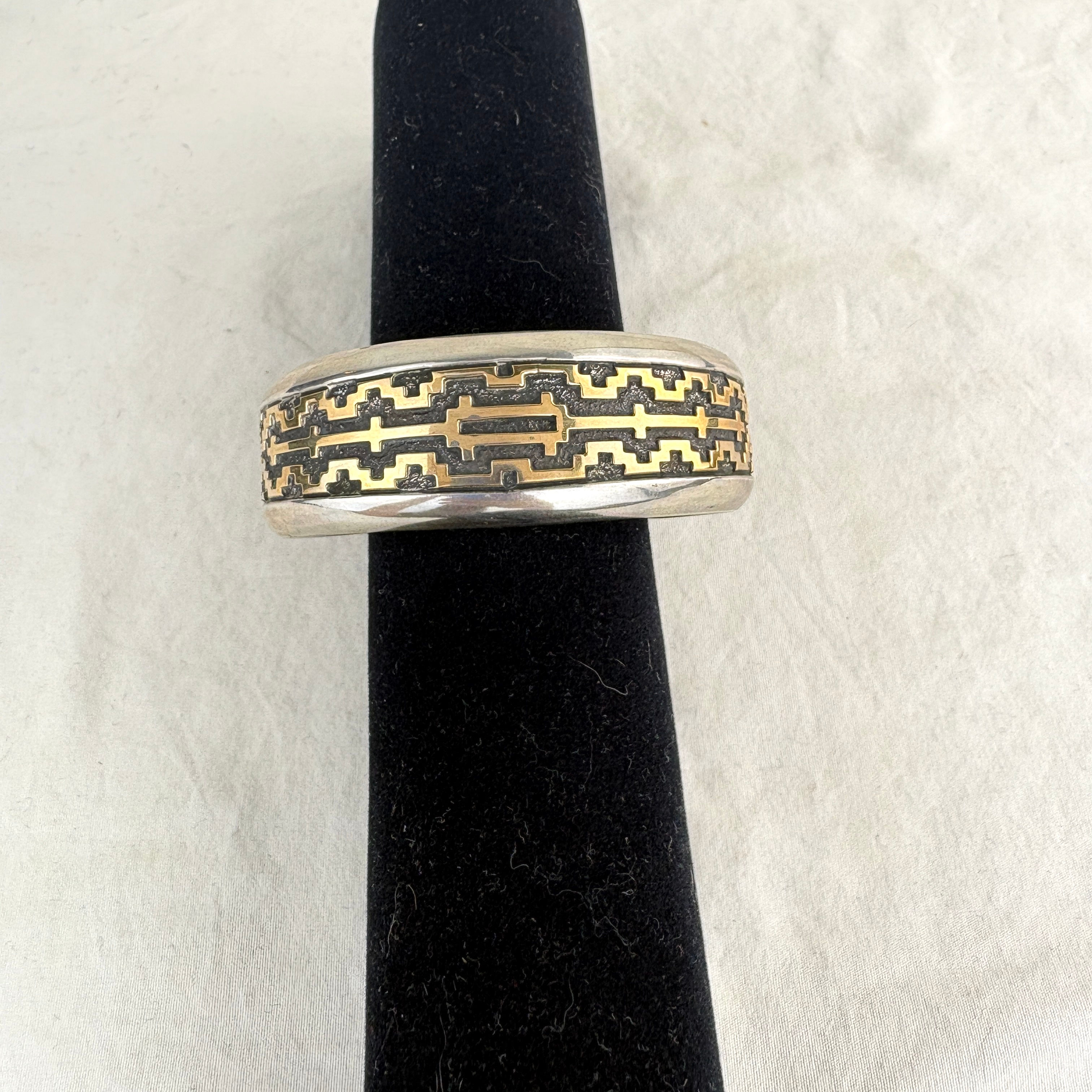Navajo Rug Design 14K Gold and Silver Bracelet by Dan Jackson