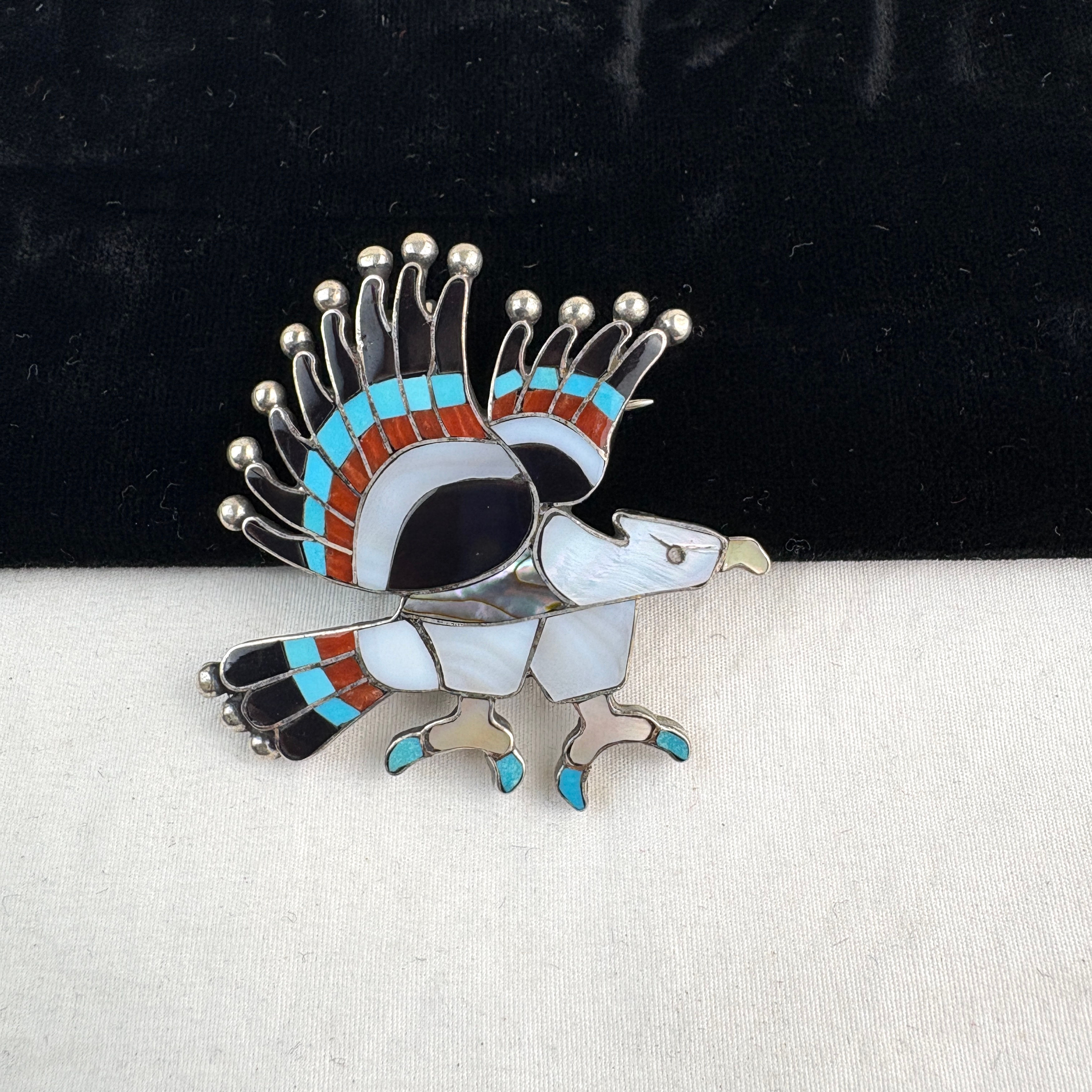 Zuni Inlay Eagle Pendant Pin by Charolette Dishta
