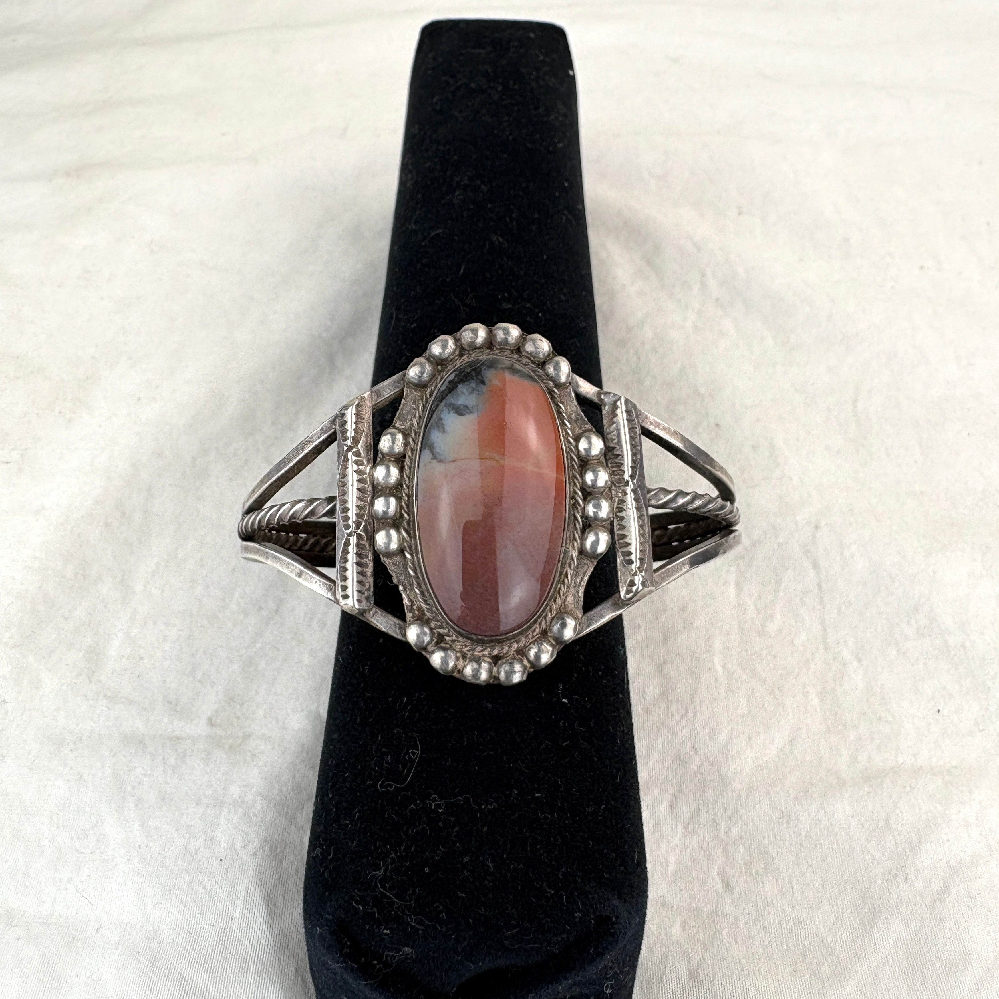 Antique Navajo Fred Harvey Petrified Wood & Silver Bracelet