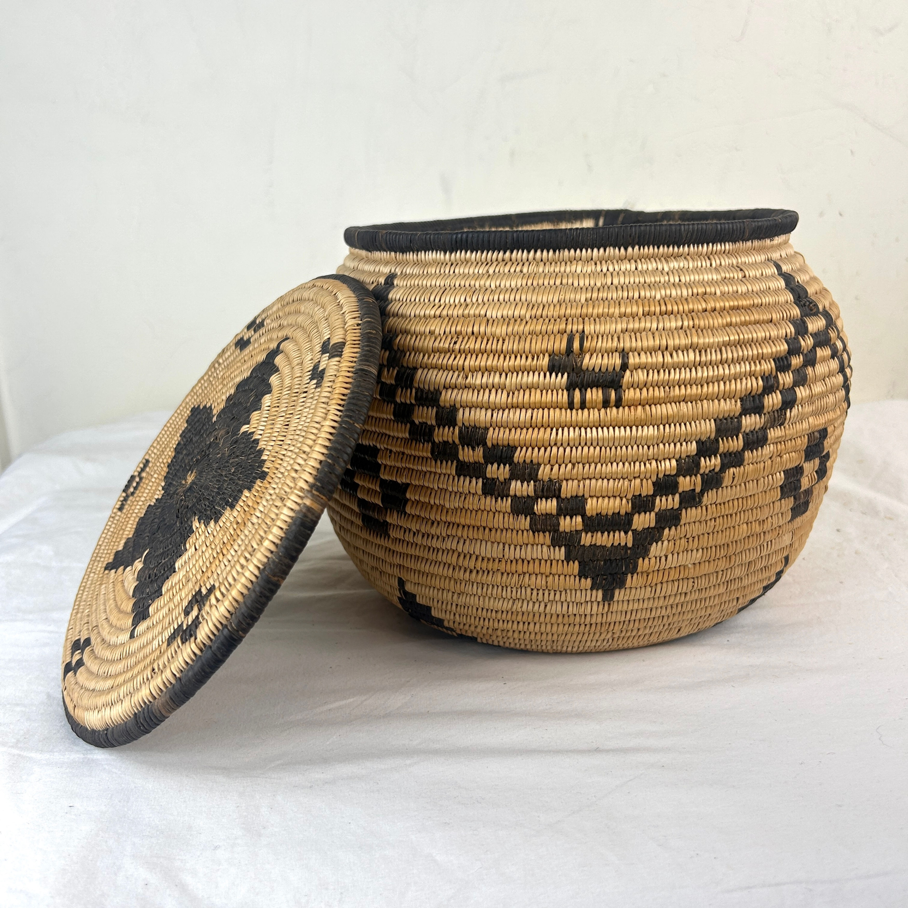Vintage Apache Lidded Treasure Basket