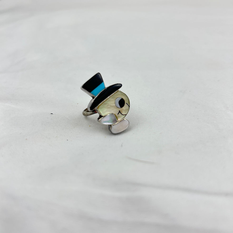 Thumbnail: Zuni Inlay Jiminy Cricket Ring - size 7 - Andrea Lonjose Shirley
