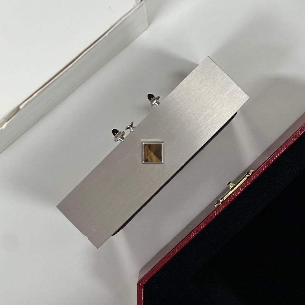 Thumbnail: Cartier Art Deco Stainless Steel & Leather Desk Clock