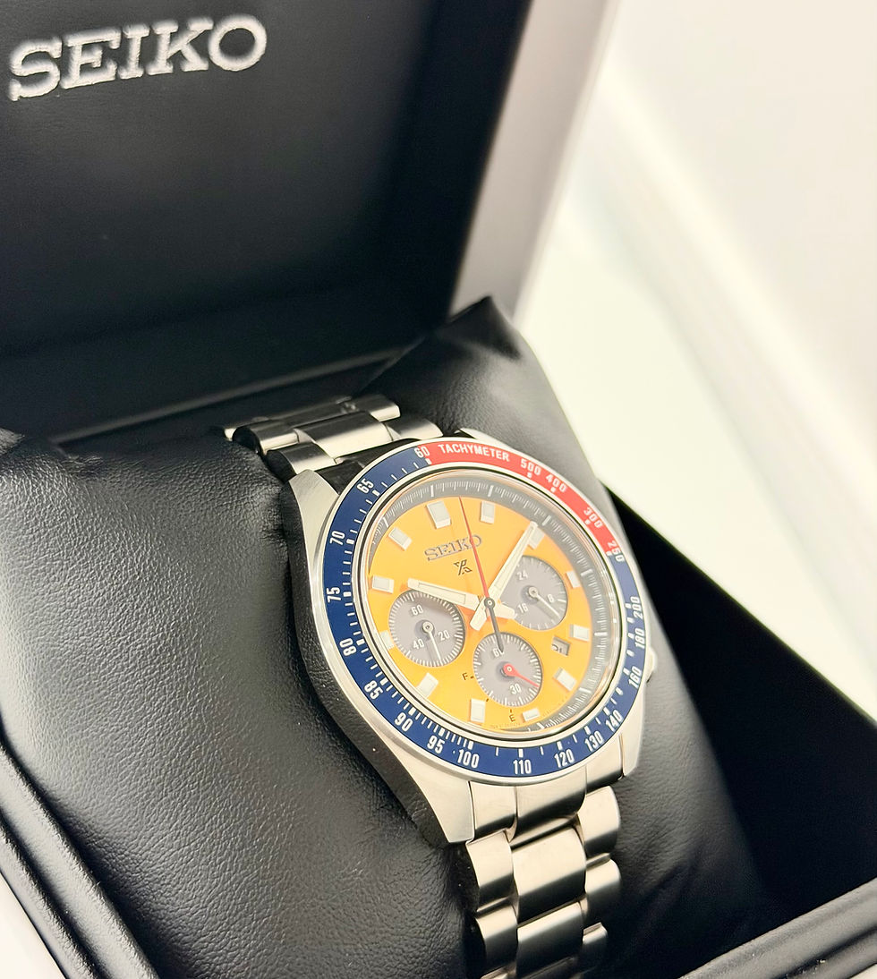 Unworn Seiko Speedtimer Prospex Solar Chrono 1969 Re-interpretation SSC947P1 B&P left