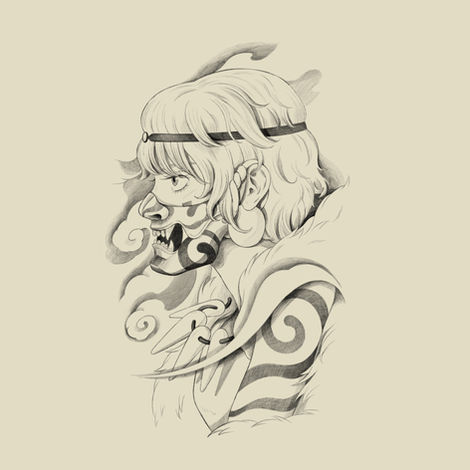 San tattoo, Princess mononoke, mask tattoo, oni mask tattoo, lady tattoo, female tattoo, female figure tattoo