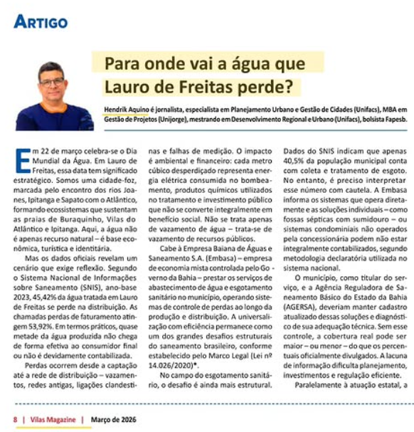 Para onde vai a água que Lauro de Freitas perde?