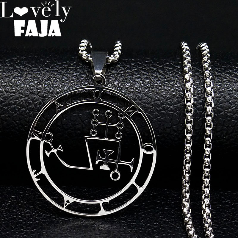 Sigil Stainless Steel Necklace Silver Color Dantalion Seal Solomon Demon Satan S