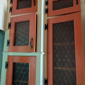 Vintage Saftiplass Cabinet Doors w/ Hammered Metal Hardware   