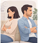 Ilustração sobre dificuldades de relacionamento e comunicação no casal