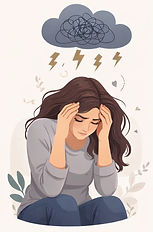 Ilustração representando ansiedade e sobrecarga emocional – terapia online