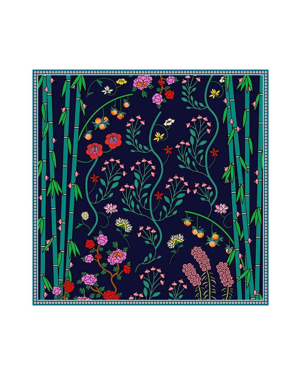 Thumbnail: 100% silk scarf - "Let Your Body Bloom I" (BIG)