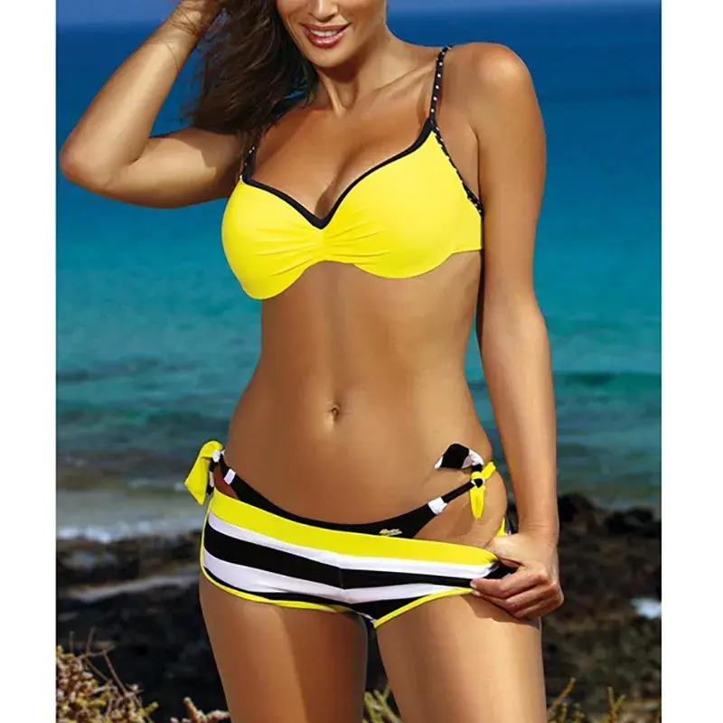 Thumbnail: Women’s Sexy Three-Piece Push-Up Bikini Set Brazilian Swimwear