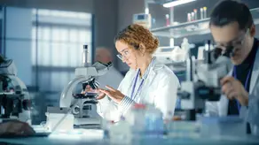 Scientists conducting research in a laboratory