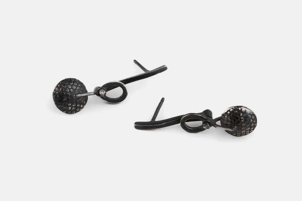 Thumbnail: Black Silver Dots Earrings
