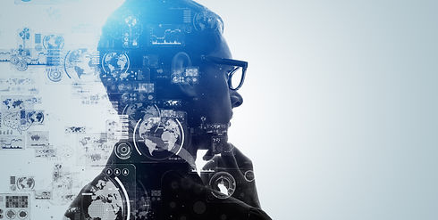 AI (Artificial Intelligence) concept. Communication network. GUI (Graphical User Interface