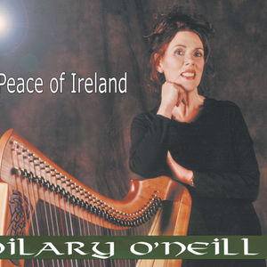 Hilary O'Neill, standing at harp. Peace of Ireland album cover