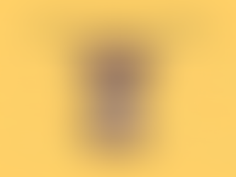 Cute cartoon puppy with big expressive eyes sitting on a yellow paw print background, symbolizing the quote “Love lives in the eyes of a loyal dog.