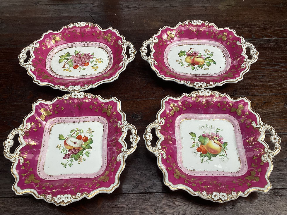 Set of 4 Antique Porcelain Cabinet Dishes