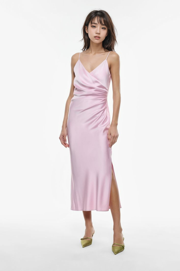 Robe drapée en satin IMPERIAL