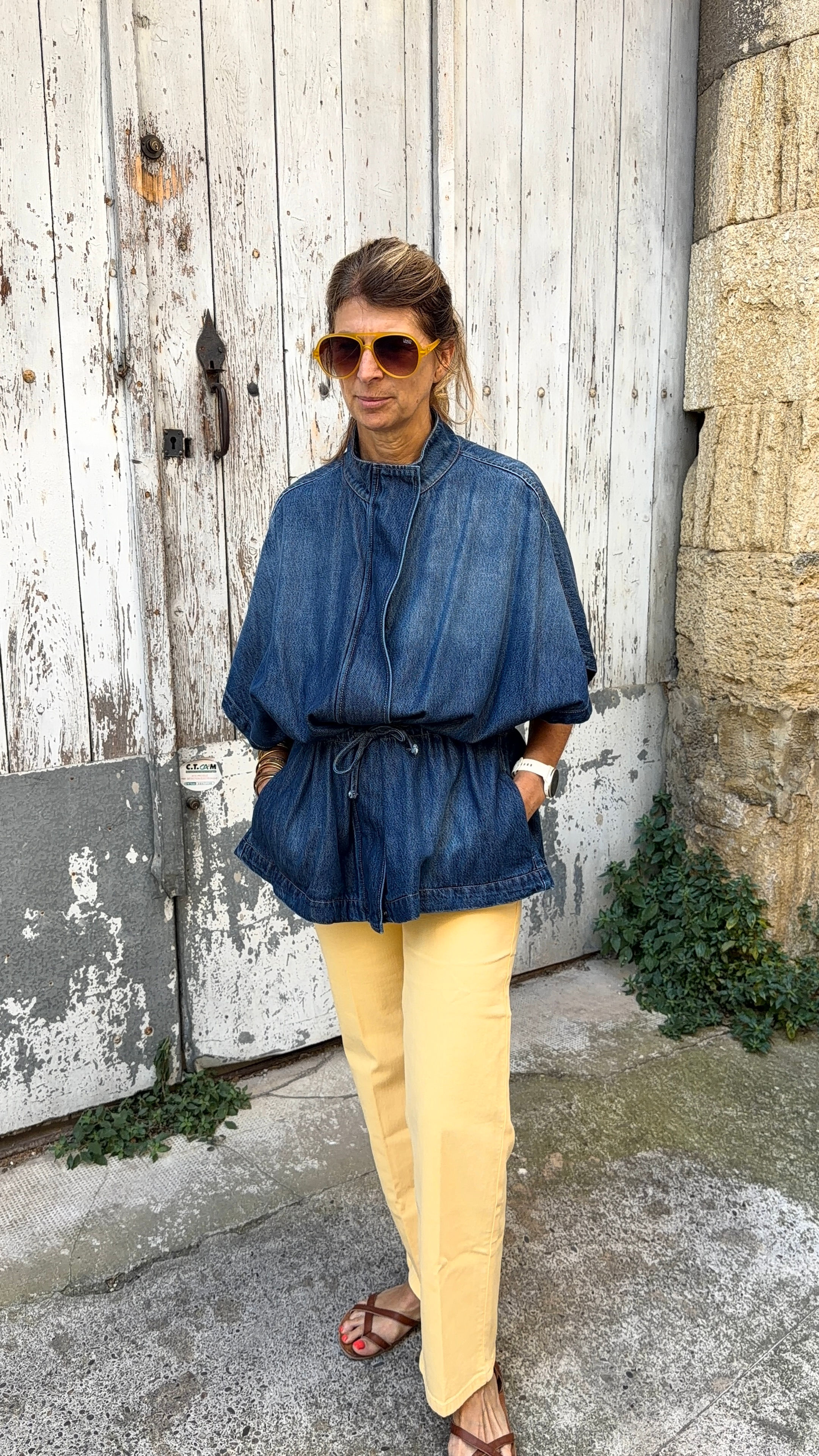 Veste cape en jean PLEASE