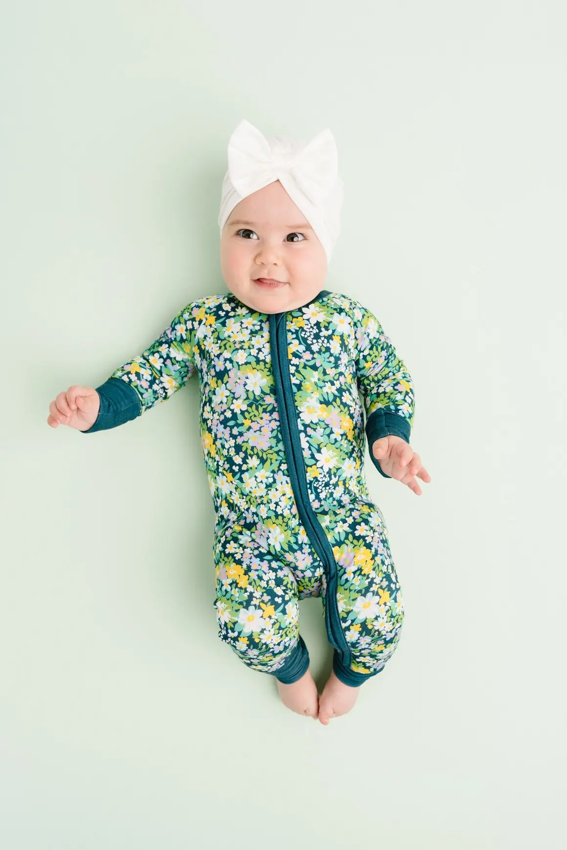 Blue Florals Baby Bamboo Sleeper Onesie