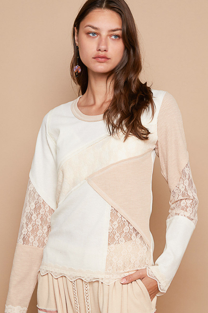 Stitched Fabric Long Sleeve