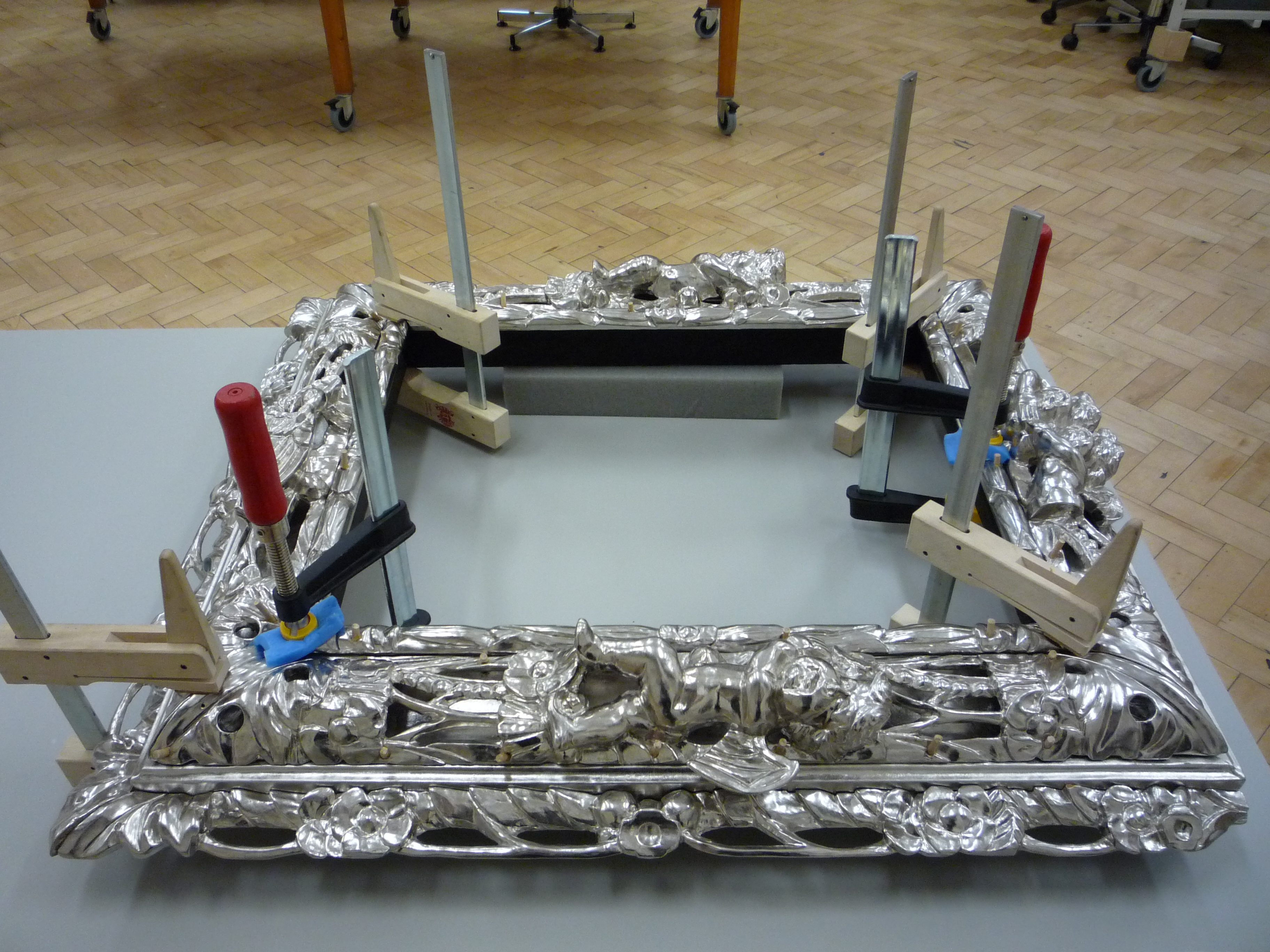 Silver leafed mirror frame c.1690