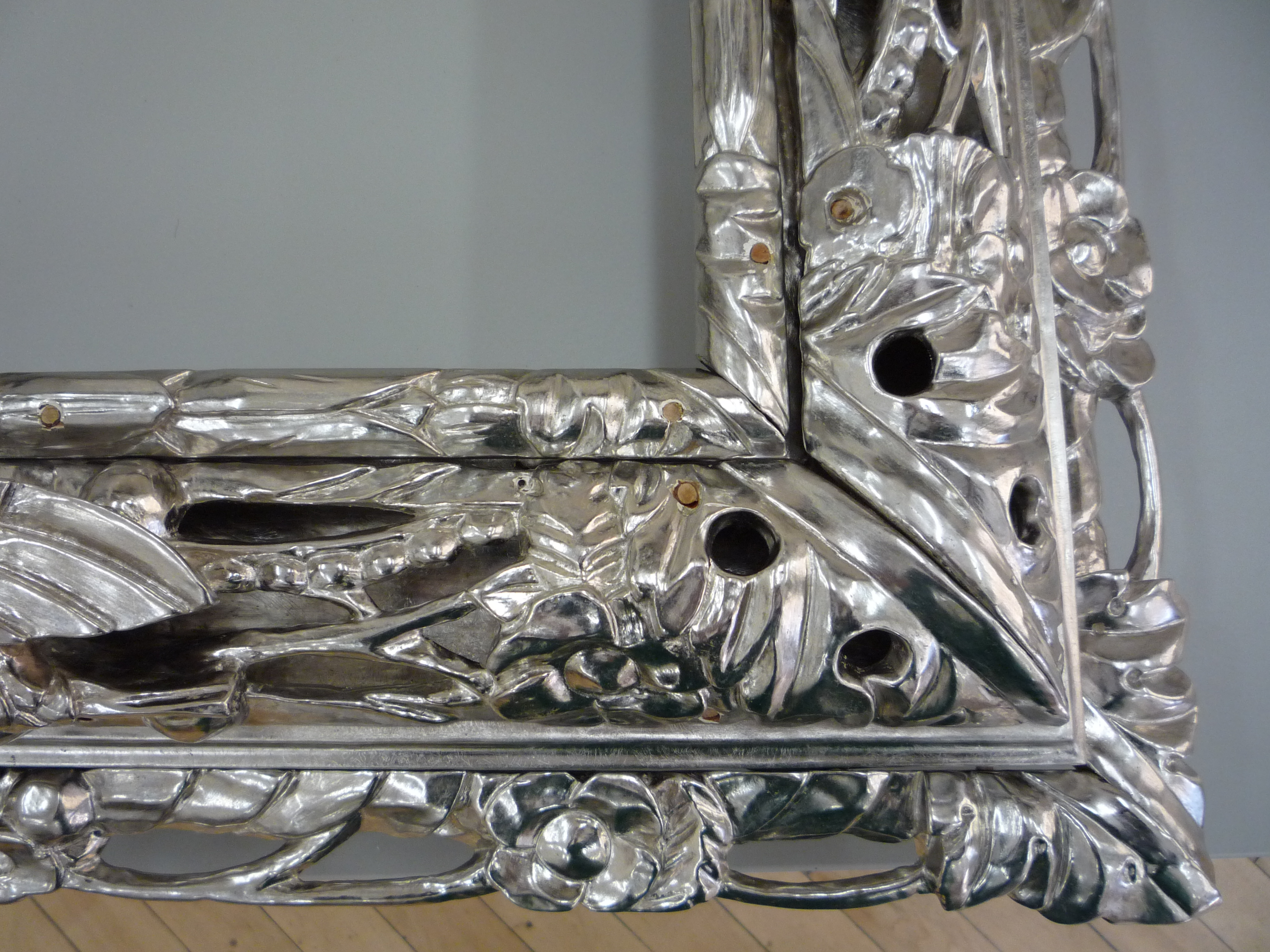Silver leafed mirror frame c.1690