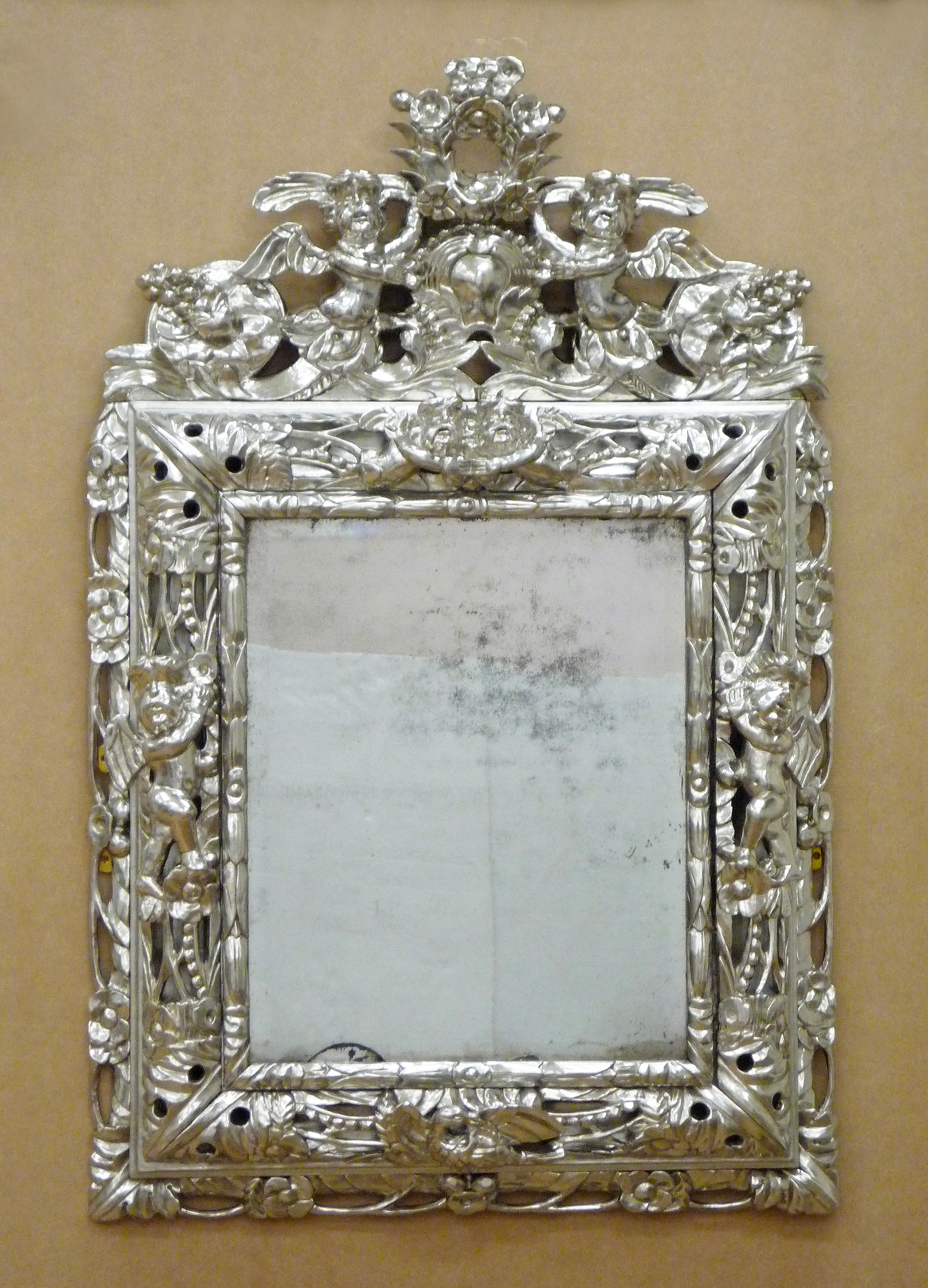 Silver leafed mirror frame c.1690