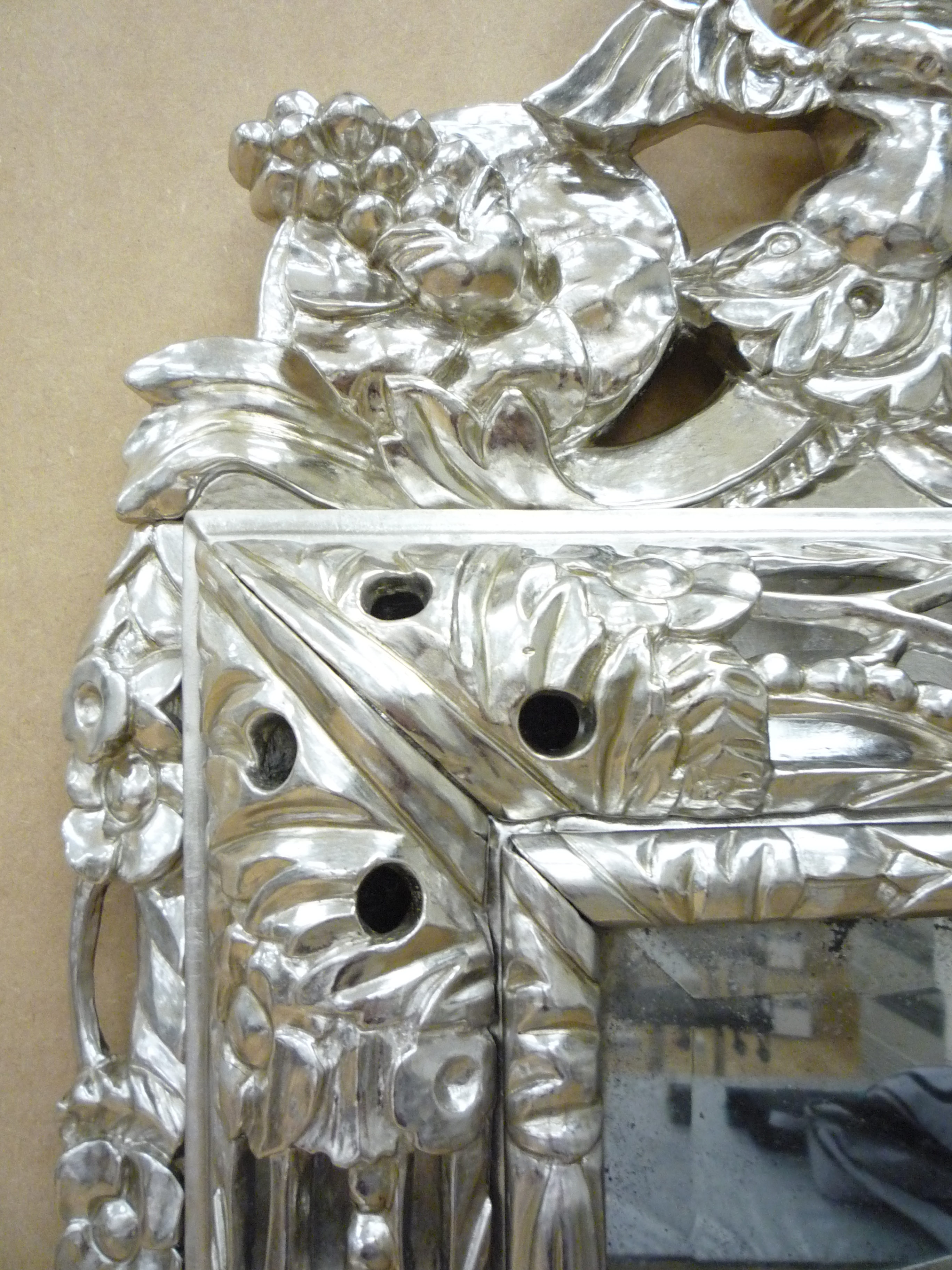 Silver leafed mirror frame c.1690