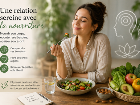 Découvrez comment l'hypnose peut vous aider à mieux gérer les compulsions alimentaires, le grignotage émotionnel, le stress et les habitudes inconscientes liées à l'alimentation.