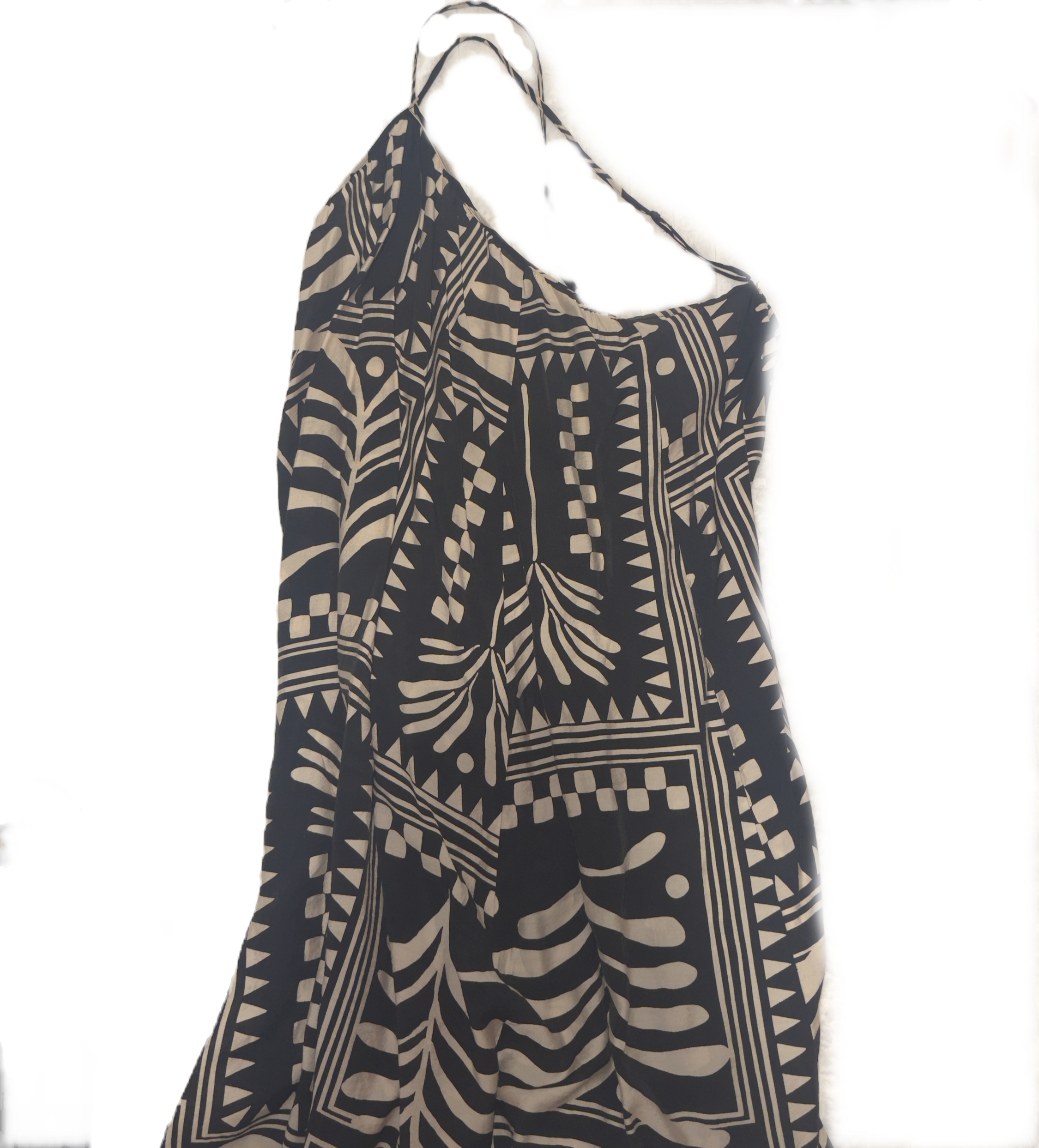 Patterned Asymetric Strap Dress