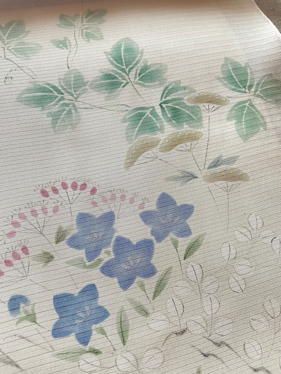 サムネイル： 染名古屋帯＊秋草（象牙色）