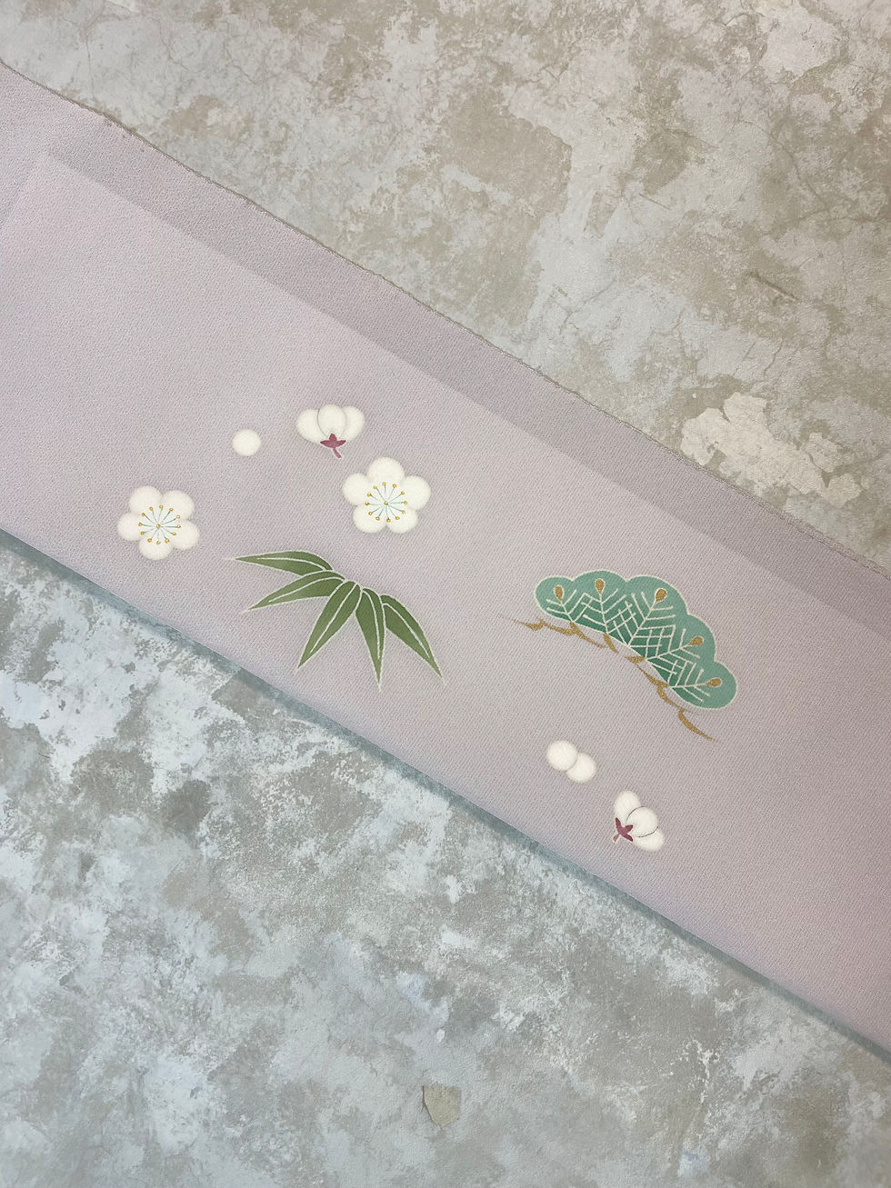 サムネイル： 染名古屋帯＊松竹梅ふくら雀（桜鼠色）