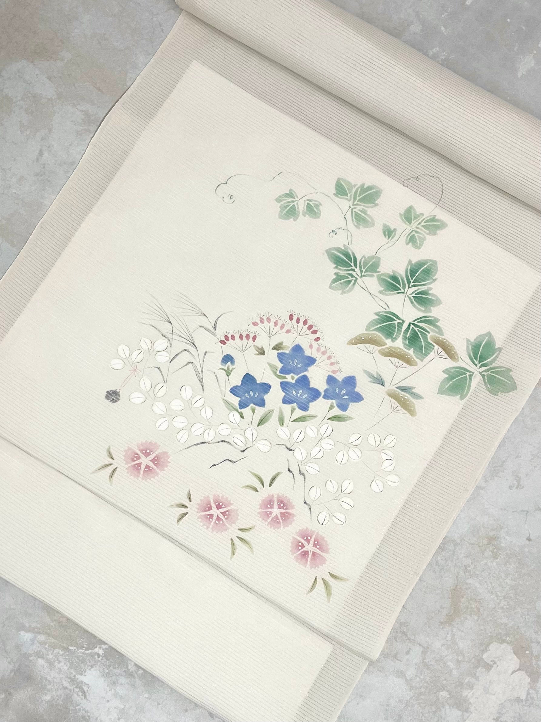 染名古屋帯*秋草(象牙色)