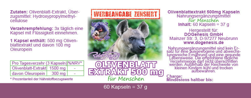 Miniaturbild: Beschreibung von Olivenblattextrakt 500mg 60 Kapseln