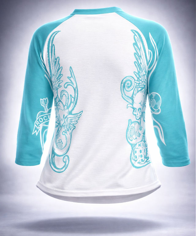 Thumbnail: Turquoise raglan t-shirt product view back