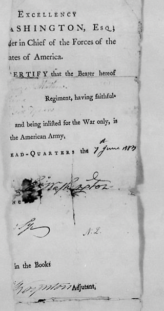 Two halves of Nancy’s father’s discharge paper from George Washington.