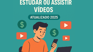 Ilustração digital em estilo flat mostrando um jovem sentado em frente a um laptop, segurando um smartphone, com ícones de cifrões e de play flutuando ao redor. No topo, em destaque sobre fundo turquesa, está o texto “7 Sites que Pagam em Dólar para Você Estudar ou Assistir Vídeos"