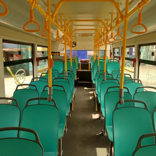 Interior del bus eléctrico urbano de 12mts diseñado según normas peruanas y el 1ro en entrar en operación en Perú. de San Juan de Lurigancho a Chorrillos; más de 240kms de recorrido diario.