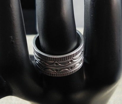 Thumbnail: Stamped Sterling Silver Navajo Ring sz 7 1/2